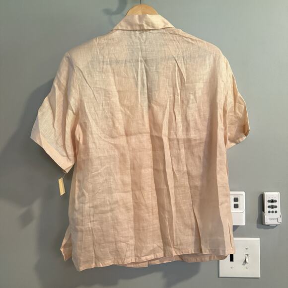 Baird Irish Handkerchief Linen Top Short‎ Sleeve Button Up Women’s Large New - Picture 2 of 8